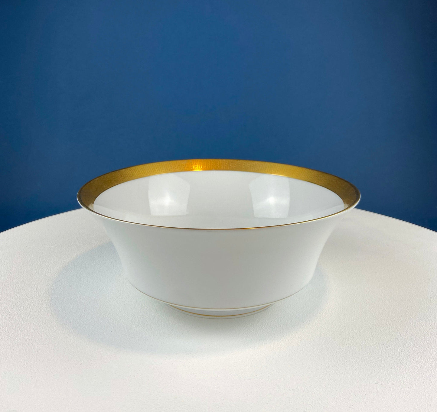 White and Gold Sango Porcelain, Georgetown Bowl. Wedding Band Pattern Porcelain Serving Dish.  Wedding Gift.