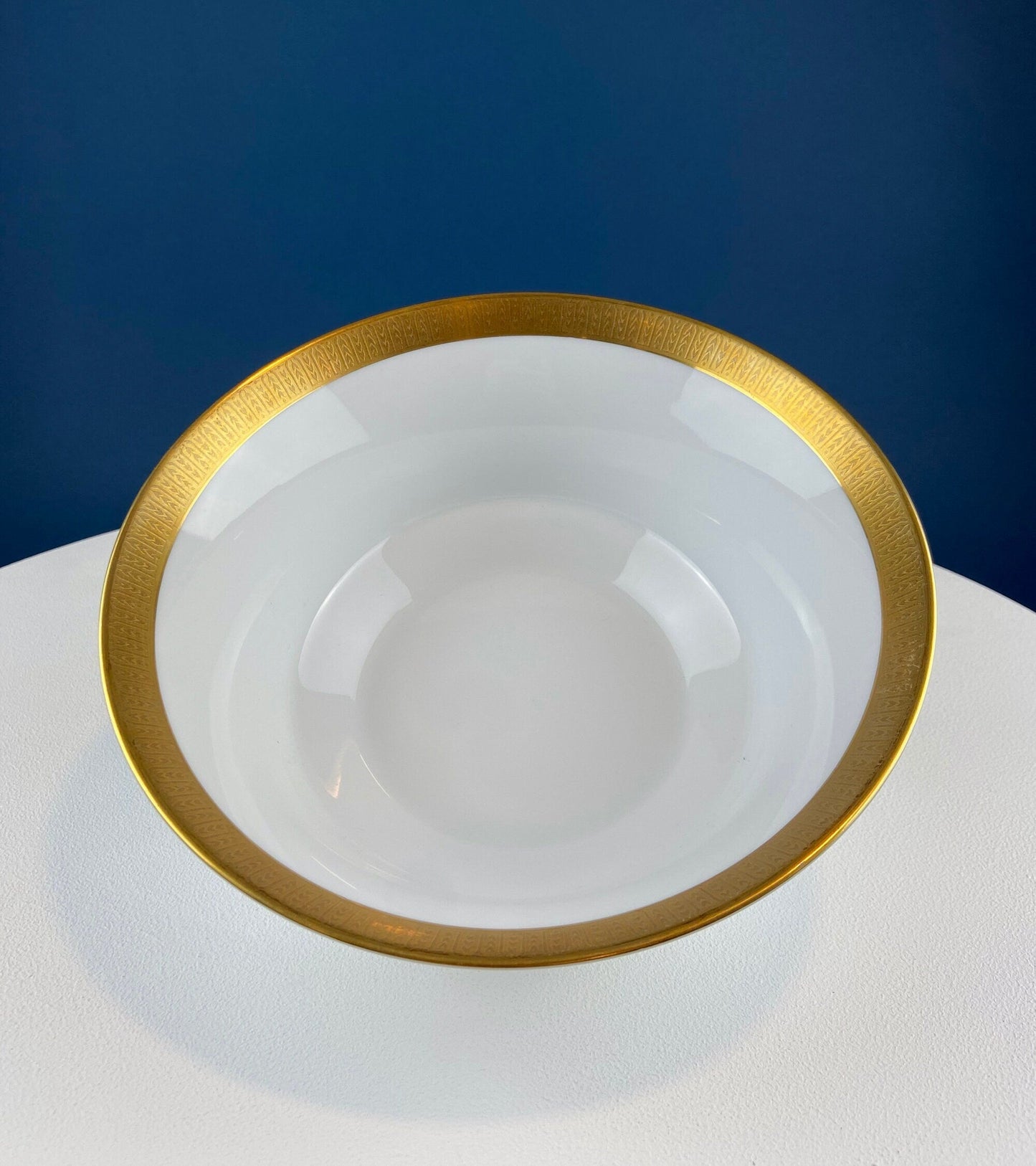 White and Gold Sango Porcelain, Georgetown Bowl. Wedding Band Pattern Porcelain Serving Dish.  Wedding Gift.