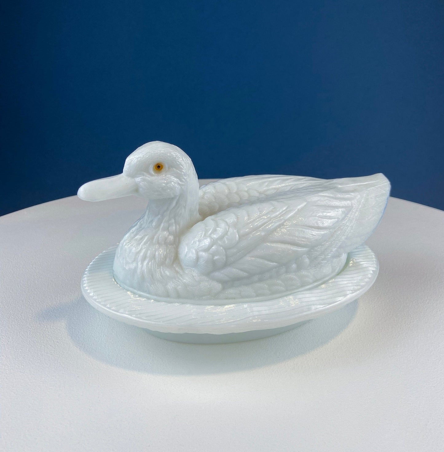 Westmoreland Milk Glass Duck Dish. Baby Duck Butter or Serving Dish. White Bird Bowl with Cover. Modern Farmhouse. French Country.