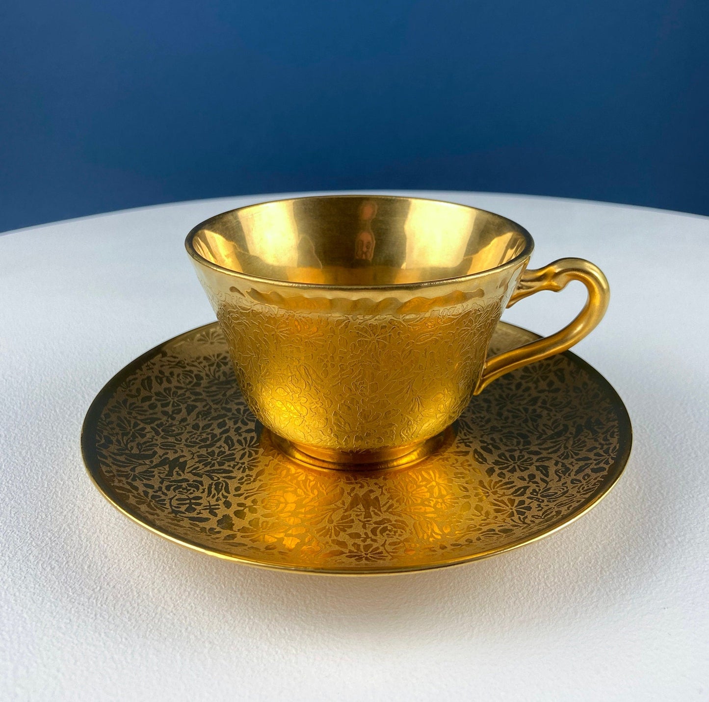 Rich Gold and Burgundy Serving Plate. Antique 11" OMCO Chekoslovakia Porcelain Plate. Spun Gold Brim and Floral Motif.