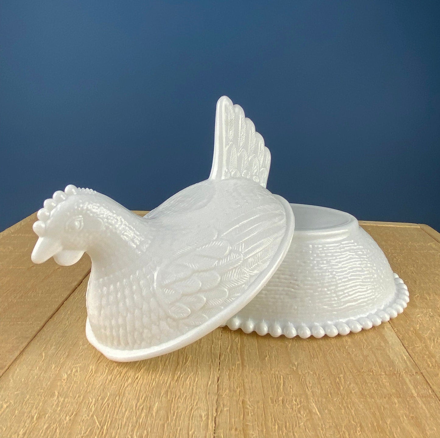 Milk Glass Hen Bowl with Lid. Chicken Sitting on Nest. Kitchen Accessory or Collectible Item. Milk Glass Collector. Modern Farmhouse.