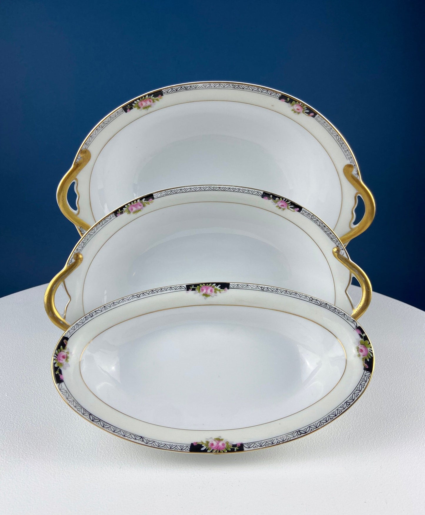 Classic Noritake Vintage Dinnerware. Beechmont Pattern. Small Rose Clusters with Black. Minimal Dining and Serving Set. Wedding Registry.