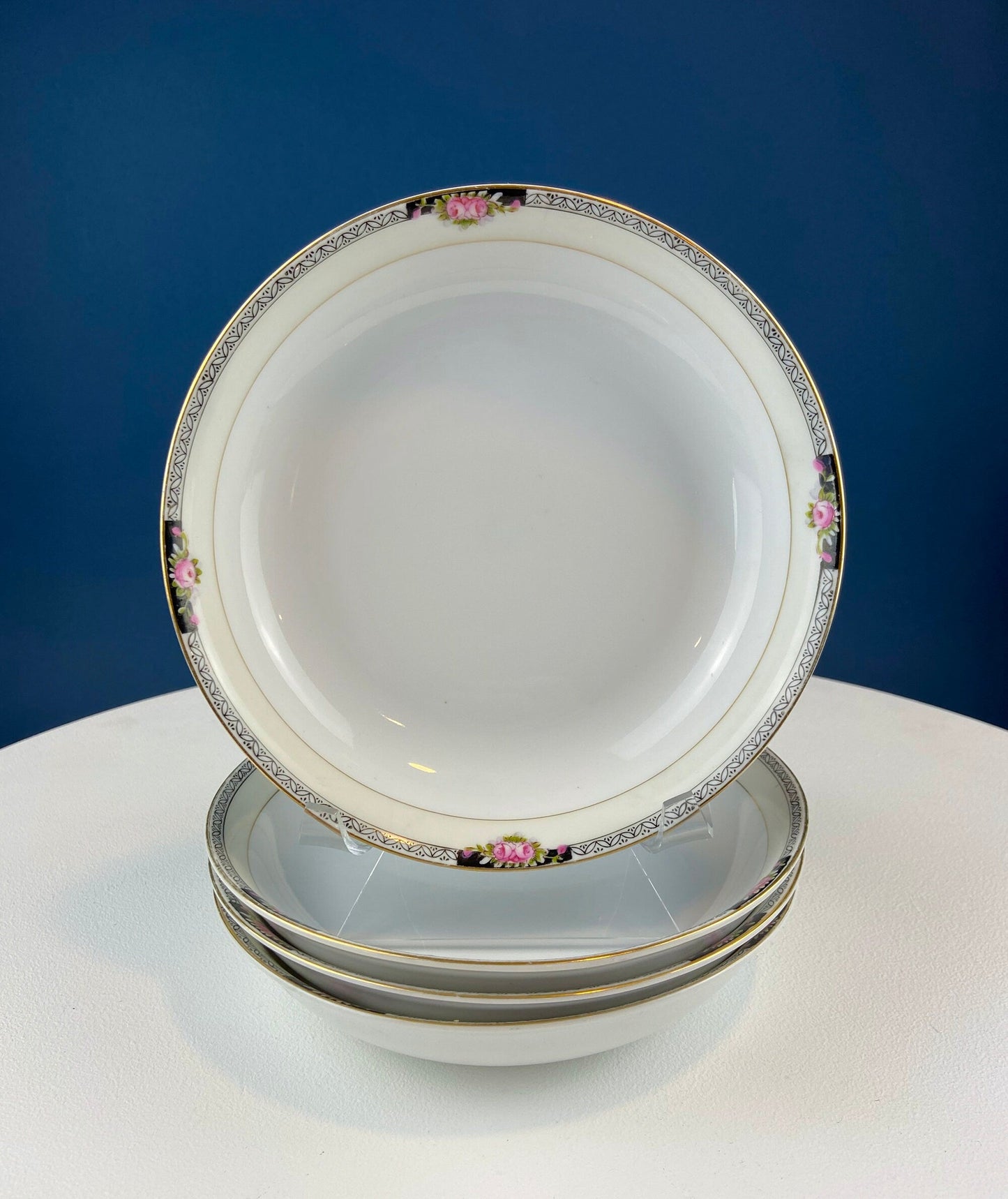 Classic Noritake Vintage Dinnerware. Beechmont Pattern. Small Rose Clusters with Black. Minimal Dining and Serving Set. Wedding Registry.