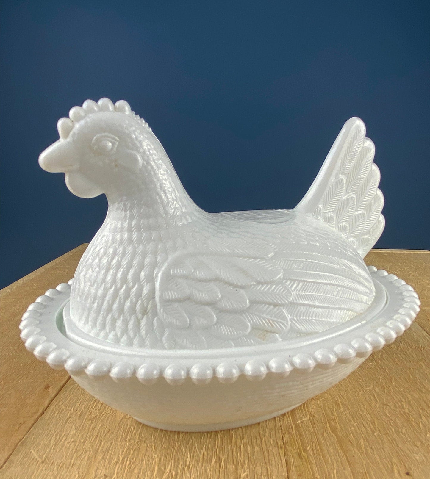 Milk Glass Hen Bowl with Lid. Chicken Sitting on Nest. Kitchen Accessory or Collectible Item. Milk Glass Collector. Modern Farmhouse.