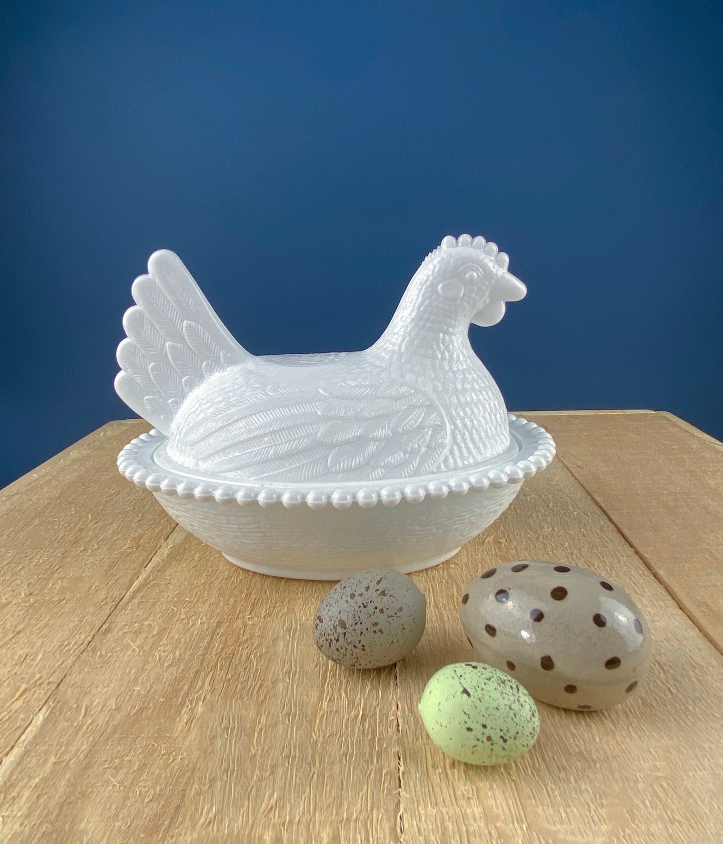 Milk Glass Hen Bowl with Lid. Chicken Sitting on Nest. Kitchen Accessory or Collectible Item. Milk Glass Collector. Modern Farmhouse.