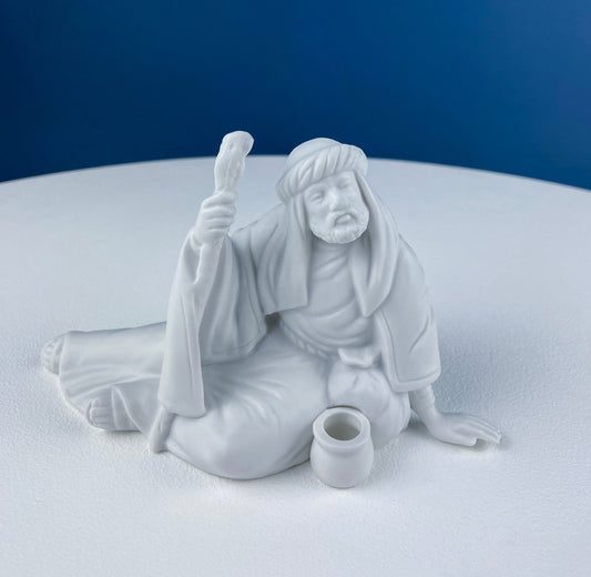 Poor Man Figurine. Vintage Avon Nativity Set. White, Bisque Porcelain. Elegant Modern Minimal Look. Christmas Celebration. Holiday Decor.