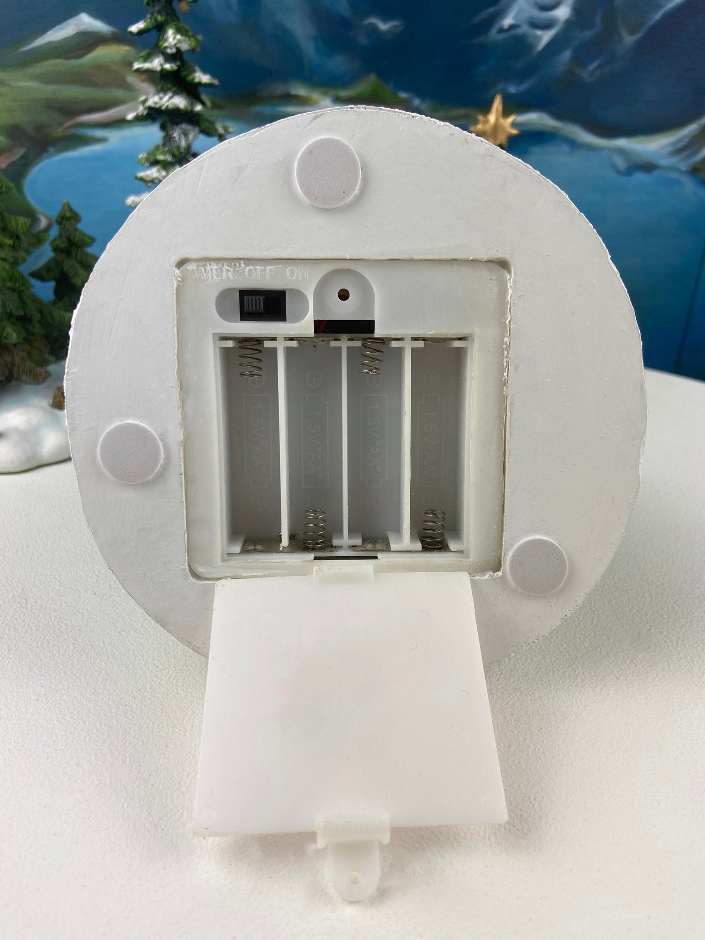 Christmas Village Accessories.  Dressed Christmas Trees by Nikko, Korea. Girl Figurine by Lefton.   Set of Two Trees and Little Girl.