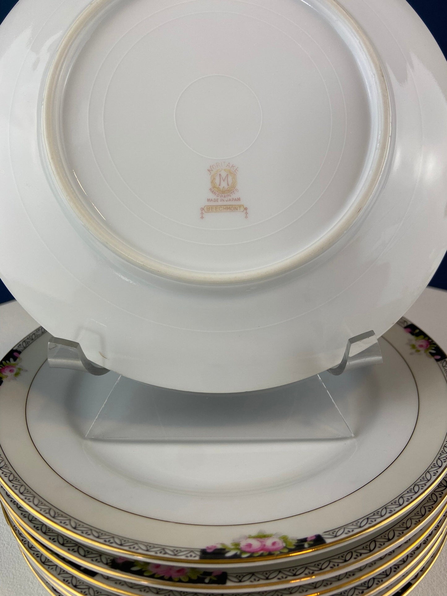 Classic Noritake Vintage Dinnerware. Beechmont Pattern. Small Rose Clusters with Black. Minimal Dining and Serving Set. Wedding Registry.