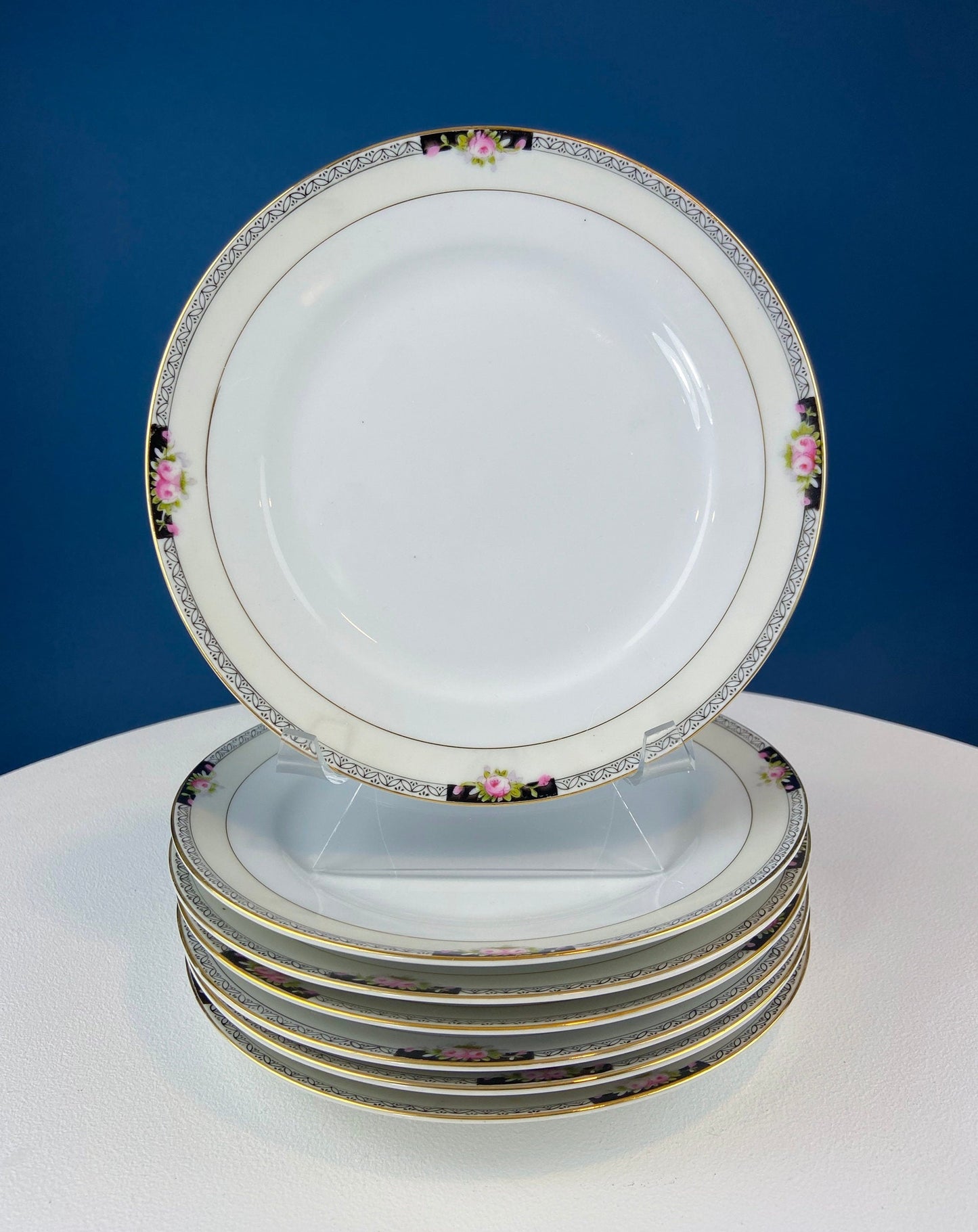 Classic Noritake Vintage Dinnerware. Beechmont Pattern. Small Rose Clusters with Black. Minimal Dining and Serving Set. Wedding Registry.