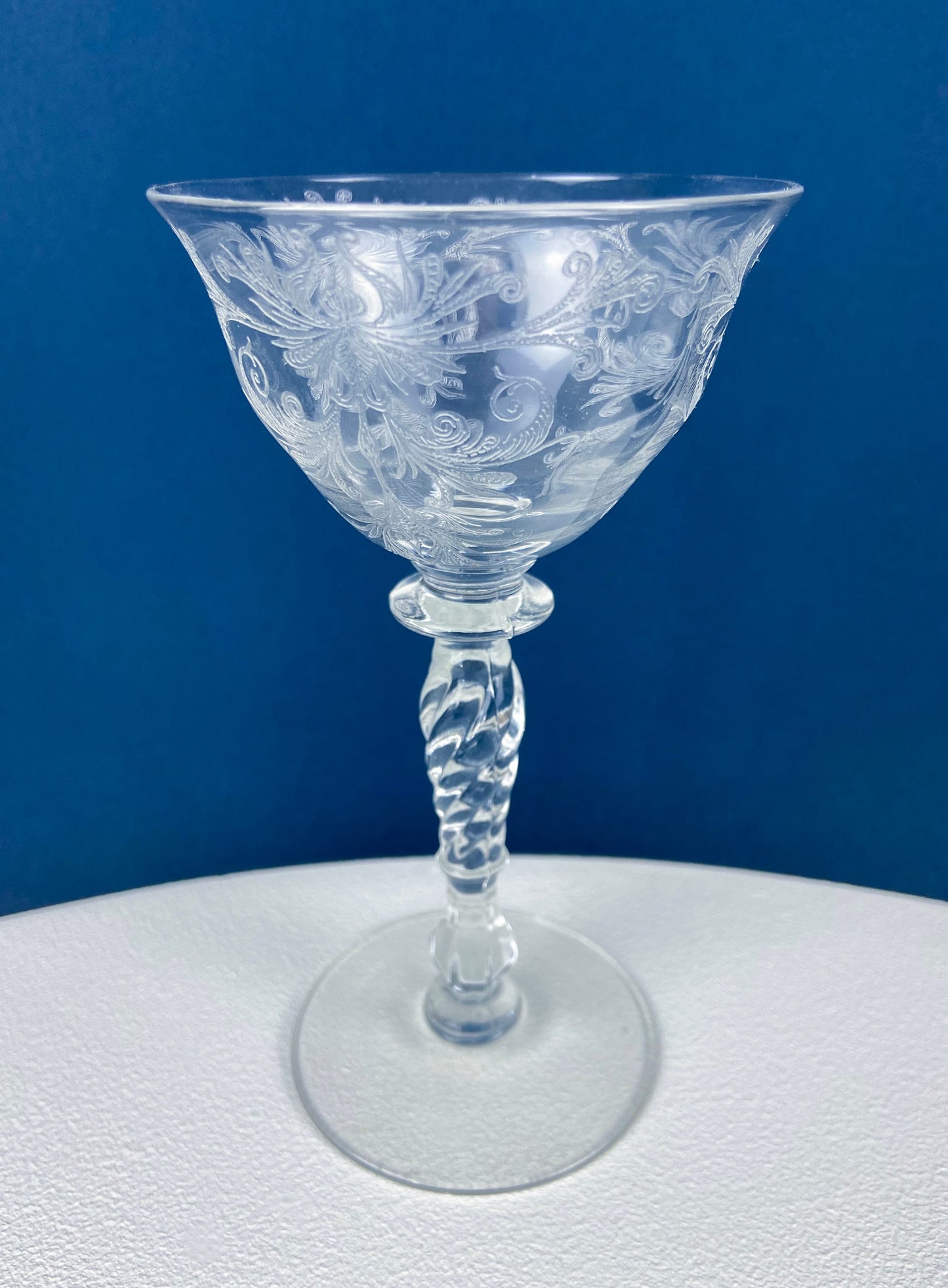 Tiffin Franciscan Water or Juice Glasses. Set of Five Byzantine Etched Stemware. Floral Motif. Fine Dining. Collectible Stemware.