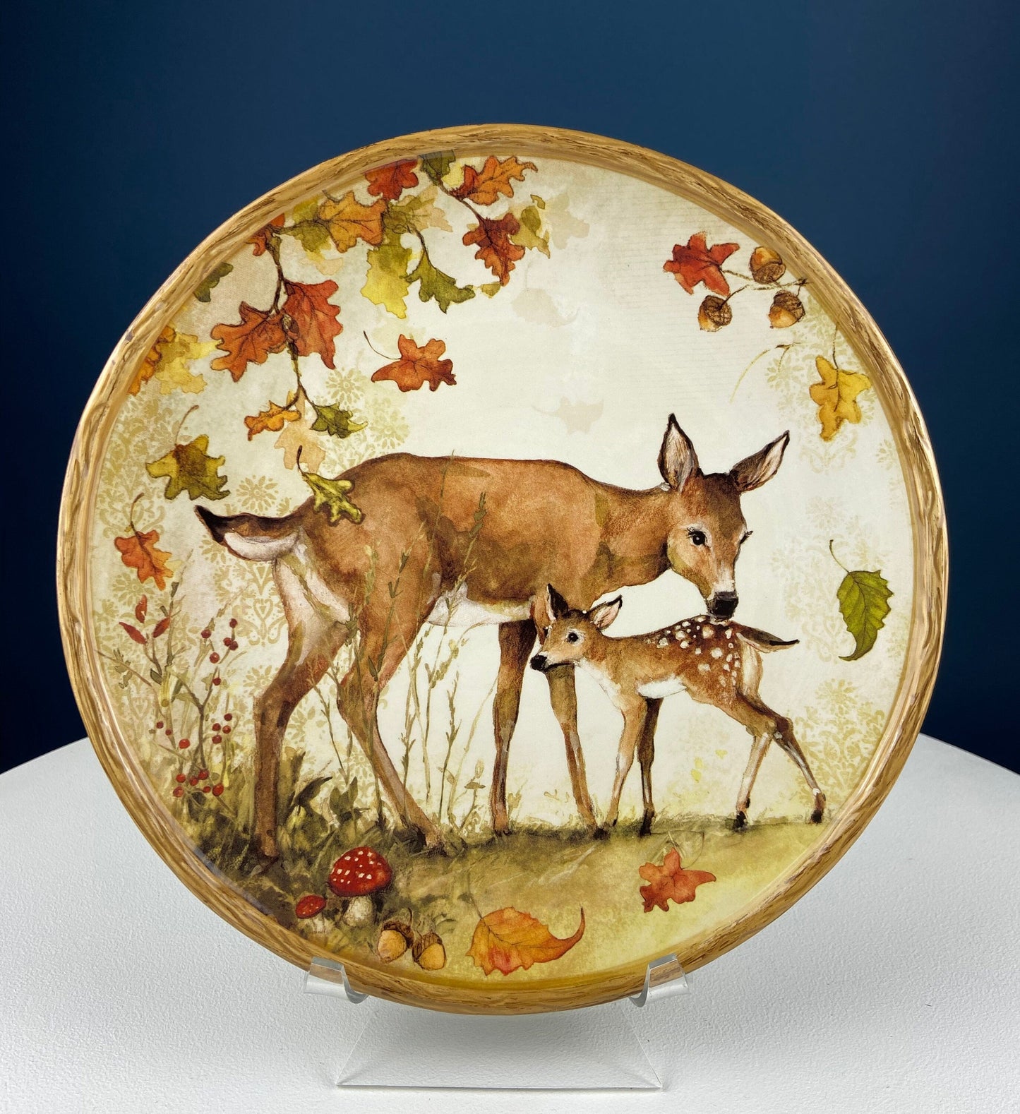 Cute Deer Mom and Baby Dinner or Serving Plate. Whimsical Plate. Kid at Heart or Grandparents' Gift for Grandkids. Fall Celebration.