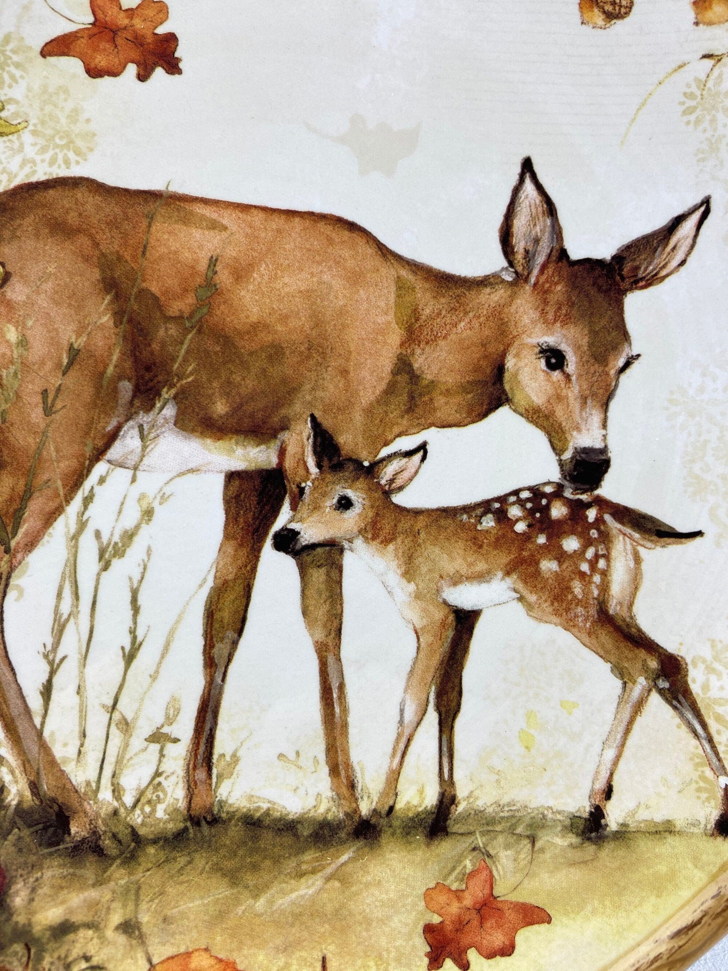 Cute Deer Mom and Baby Dinner or Serving Plate. Whimsical Plate. Kid at Heart or Grandparents' Gift for Grandkids. Fall Celebration.
