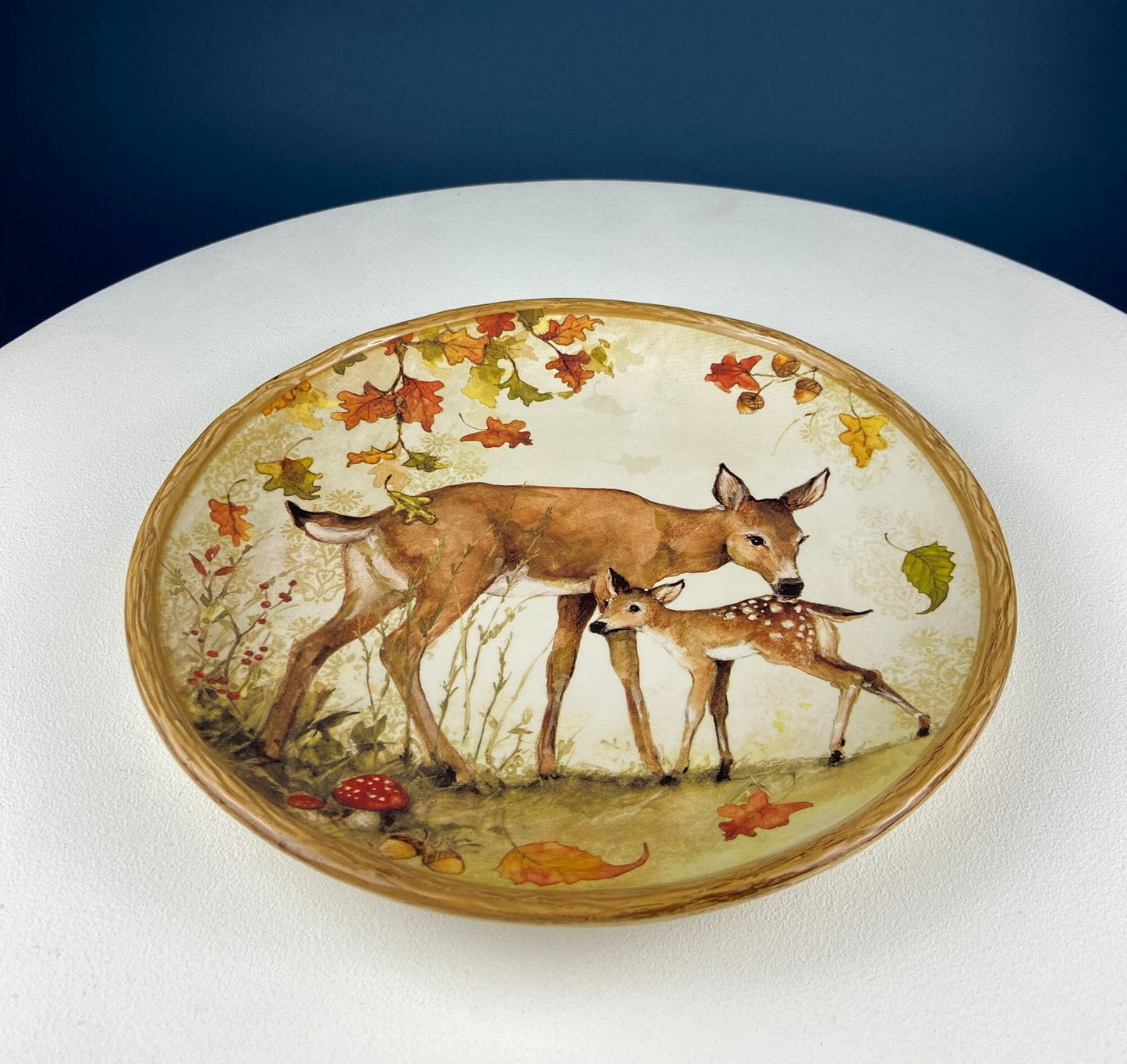Cute Deer Mom and Baby Dinner or Serving Plate. Whimsical Plate. Kid at Heart or Grandparents' Gift for Grandkids. Fall Celebration.