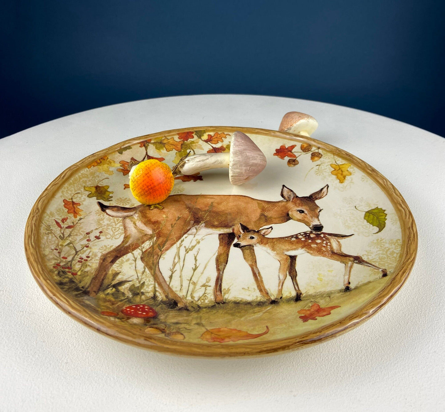 Cute Deer Mom and Baby Dinner or Serving Plate. Whimsical Plate. Kid at Heart or Grandparents' Gift for Grandkids. Fall Celebration.