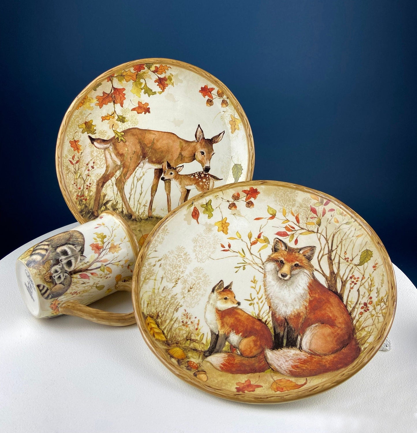 Cute Foxes Dinner Plate. Fox Mom with Her Pup. Whimsical Fall Themed Plate. Kid at Heart or Grandparents' Gift for Grandkids. Gift for Mom.