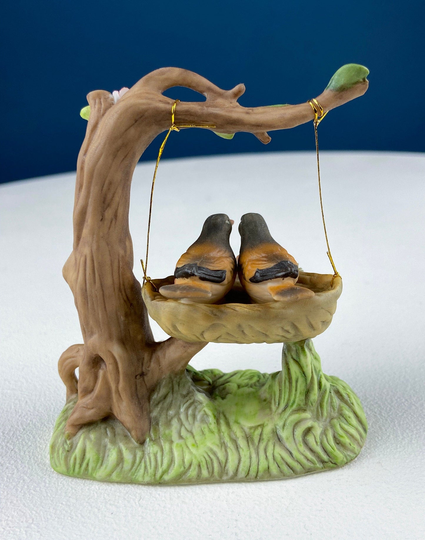 Porcelain Figurine by Marks & Rosenfeld of Little Girl Planting Flowers. Paired with Porcelain Birds in Nest. Gift for Mom, Grandma