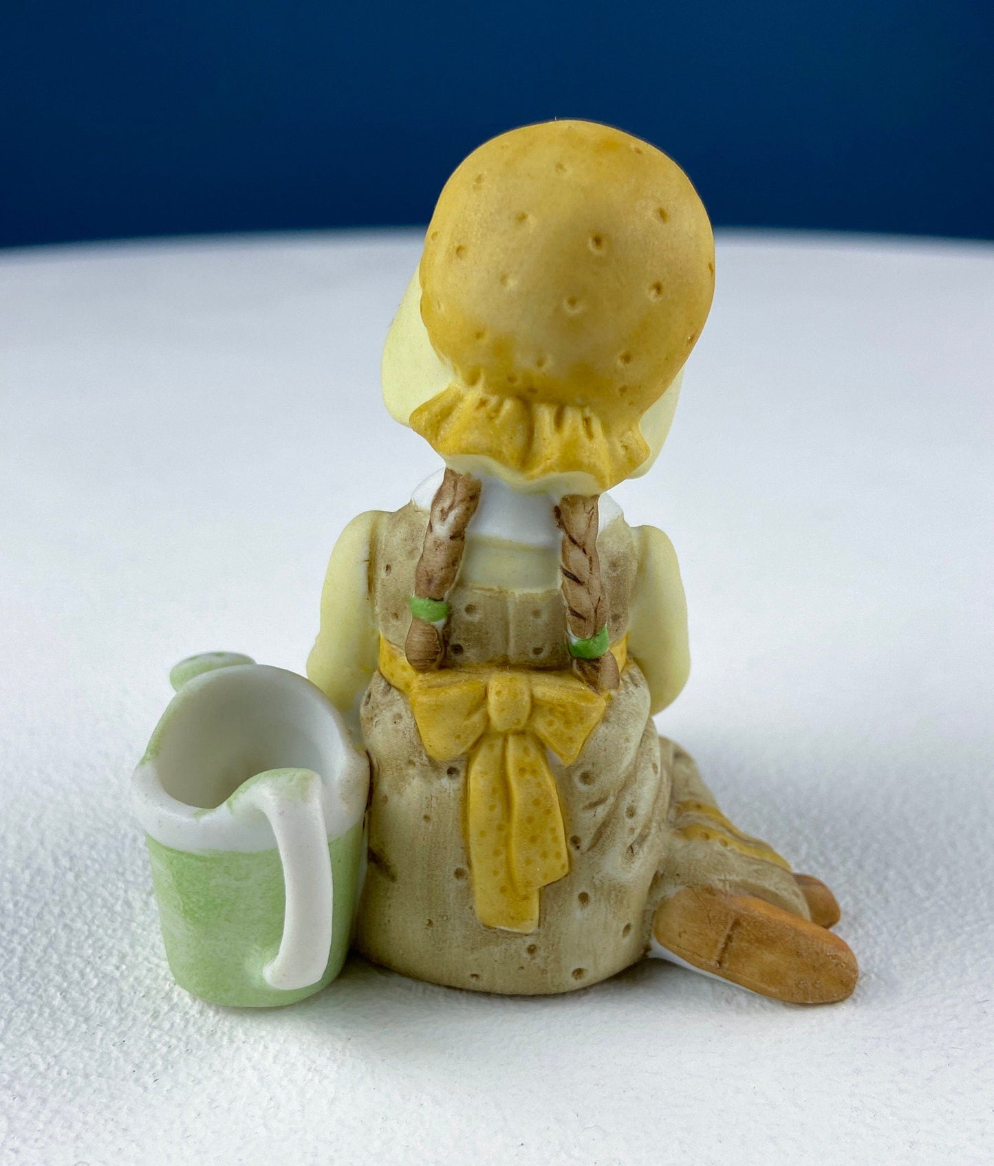 Porcelain Figurine by Marks & Rosenfeld of Little Girl Planting Flowers. Paired with Porcelain Birds in Nest. Gift for Mom, Grandma