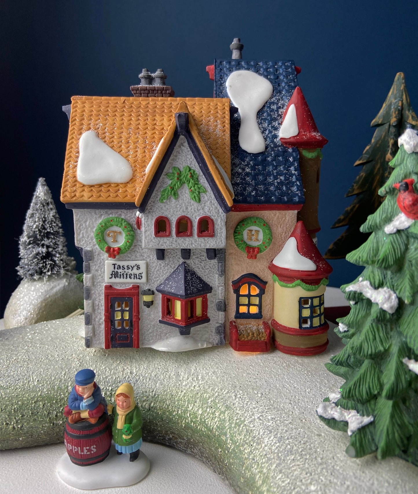 Tassy's Mittens and Hassel's Woolies by Department 56. Illuminated Christmas Village House. North Pole Series.