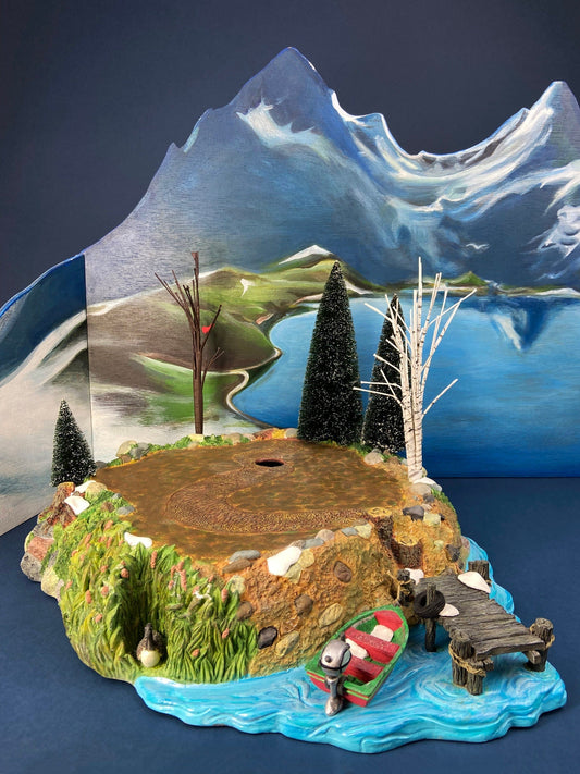 Christmas Village Platform by Department 56. Sounds of the North Woods. Christmas Village Accessories: Platform, 2 Pines, and 2 Naked Trees