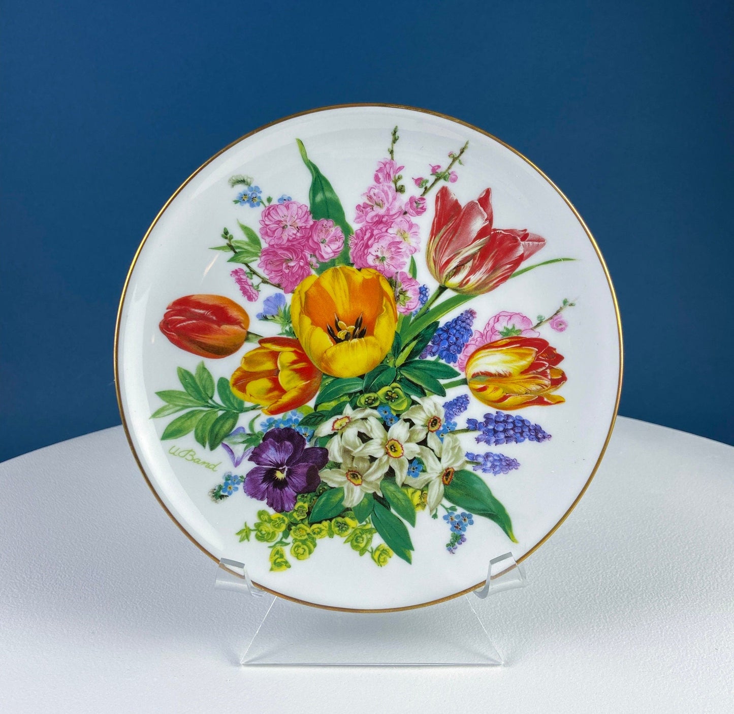Hutschenreuther Limited Edition Wall Plate: Ursula Band Floral Art, 8"