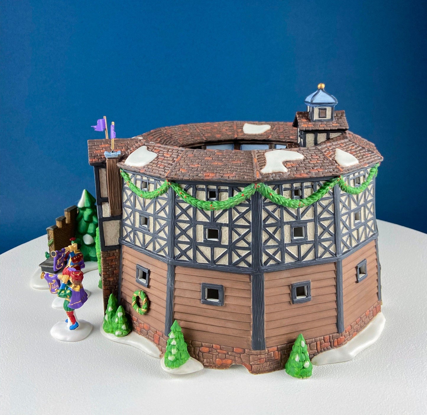 Illuminated Old Golden Globe Theater. Set of 4. Porcelain Christmas Village House by Dept. 56. Dickens' Village Hist. Landmarks Series.