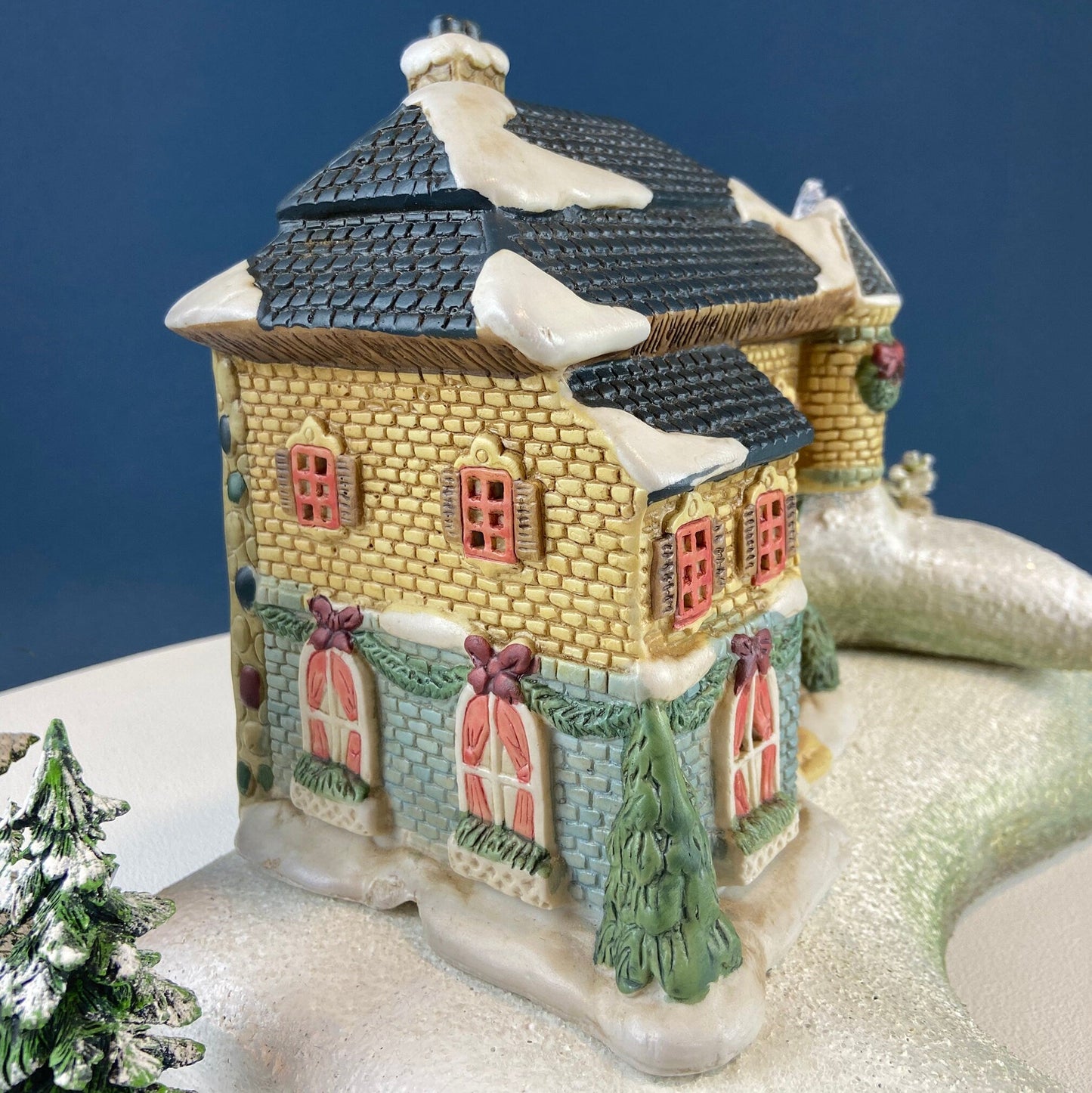 Christmas Village Fortynicks Inn. Illuminated Porcelain Hand Painted Building. Alternative Holiday Decoration. Home or Retail Display.