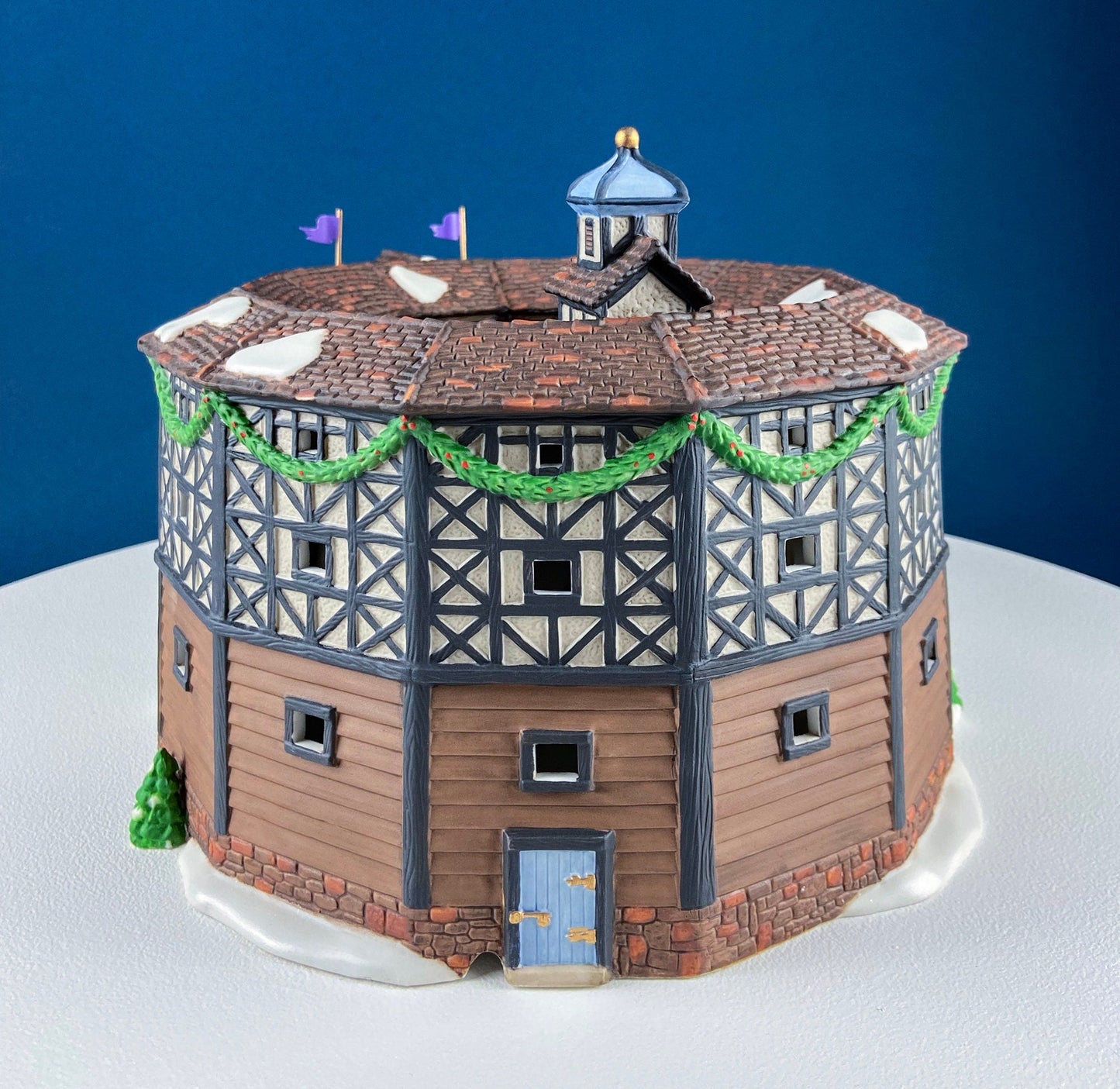 Illuminated Old Golden Globe Theater. Set of 4. Porcelain Christmas Village House by Dept. 56. Dickens' Village Hist. Landmarks Series.