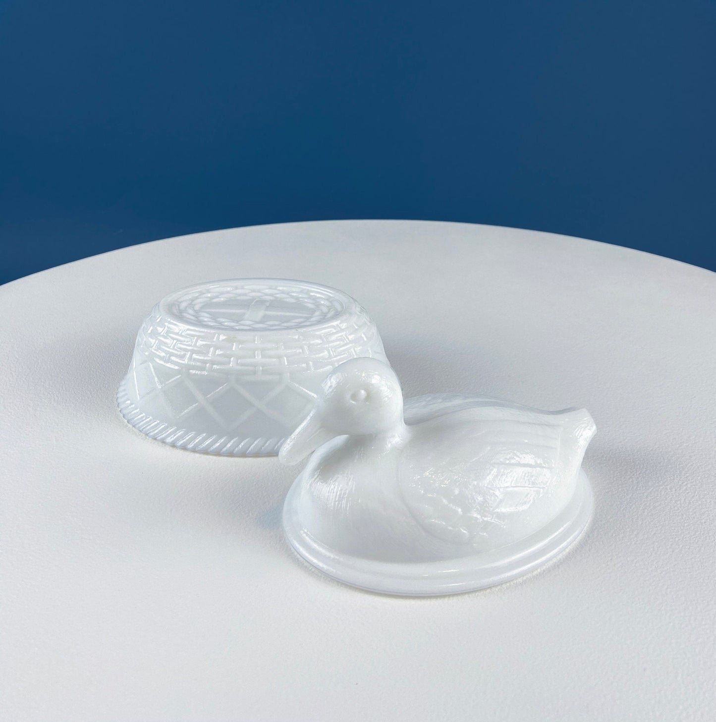 Westmoreland Milk Glass Duck Dish. Baby Duck Butter or Serving Dish. White Bird Bowl with Cover. Modern Farmhouse. French Country.