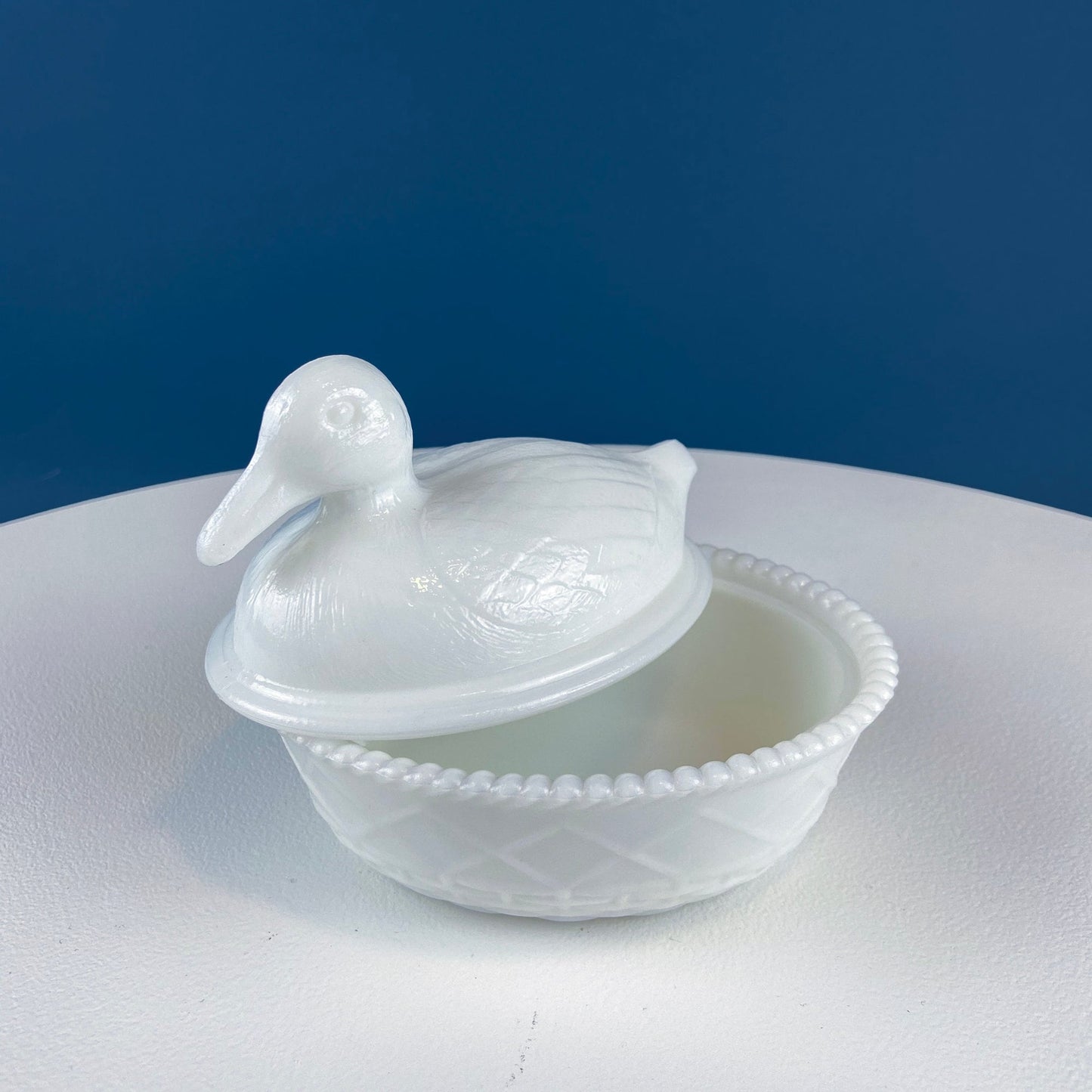 Westmoreland Milk Glass Duck Dish. Baby Duck Butter or Serving Dish. White Bird Bowl with Cover. Modern Farmhouse. French Country.