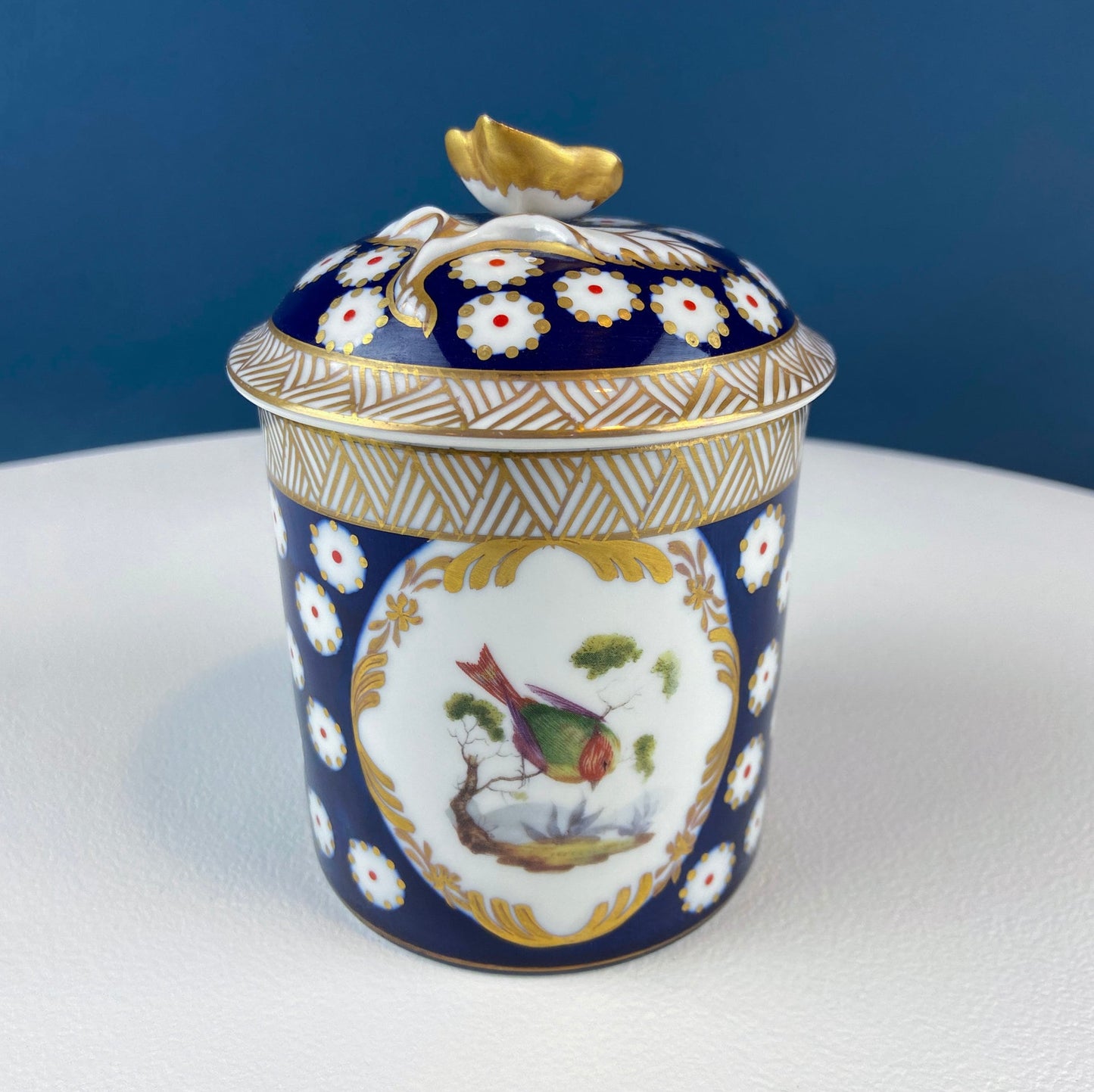 Decorative Lidded Box with Handpainted Birds. Metropolitan Museum of Art Store. After Herend's Rothschild Birds. Porcelain Storage Jar.