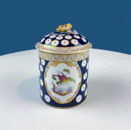 Decorative Lidded Box with Handpainted Birds. Metropolitan Museum of Art Store. After Herend's Rothschild Birds. Porcelain Storage Jar.