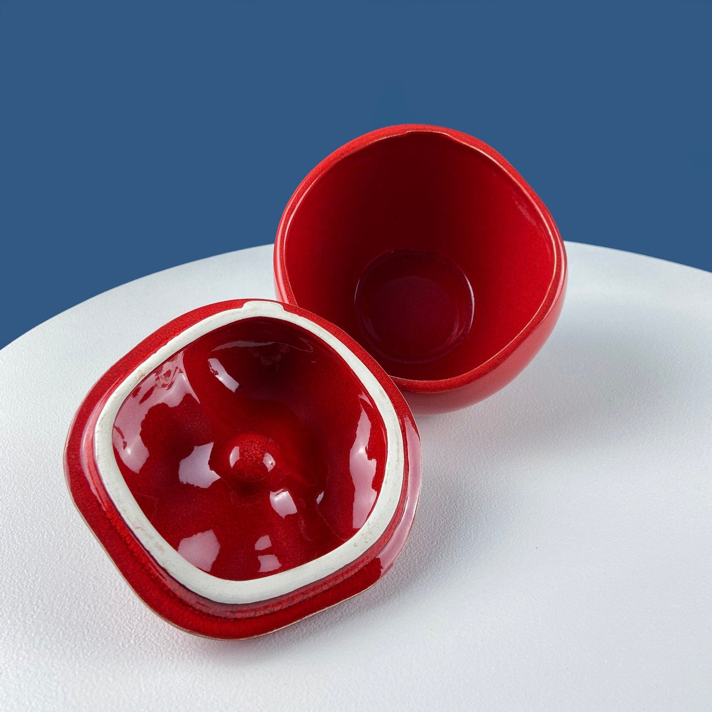 Classic Red Apple Cookie or Storage Jar. Cute Canister. Kids, Dining, Craft Rooms. Kitchen Decor. Imaginative Gift for Teacher.  Red Decor.