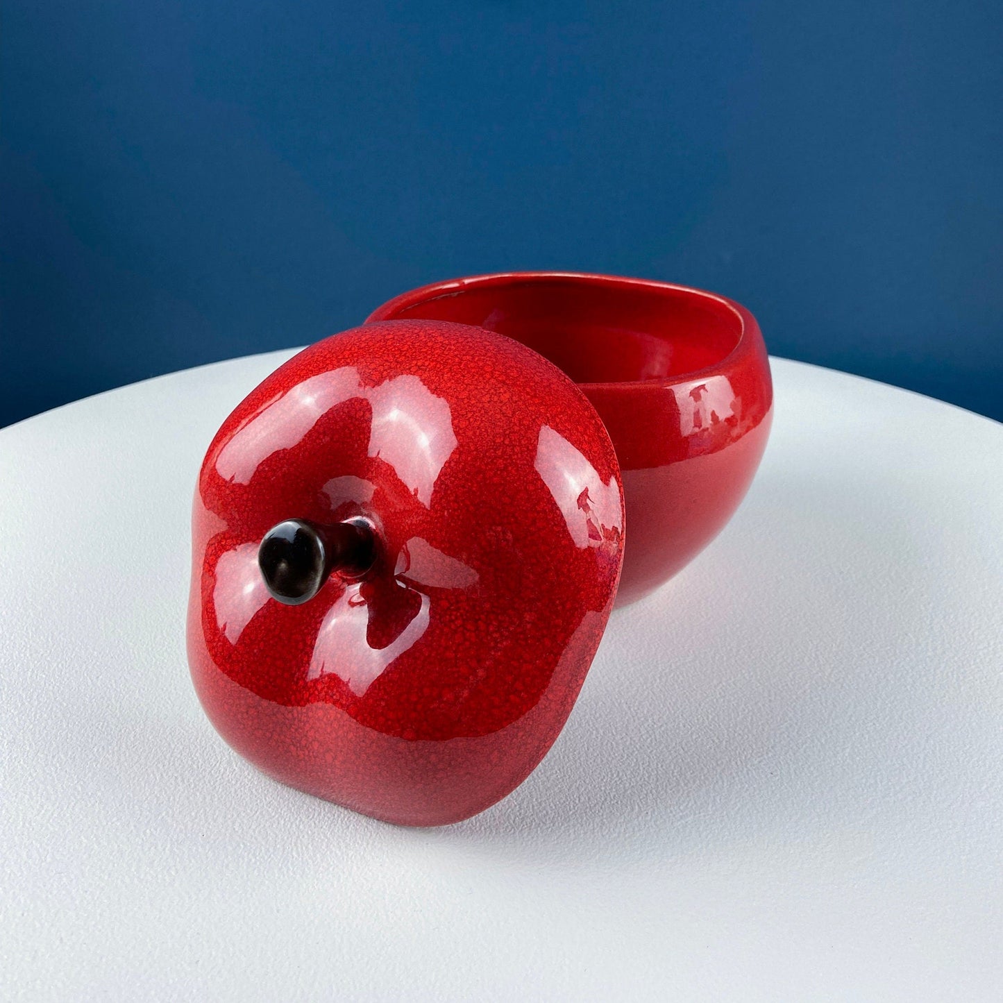 Classic Red Apple Cookie or Storage Jar. Cute Canister. Kids, Dining, Craft Rooms. Kitchen Decor. Imaginative Gift for Teacher.  Red Decor.