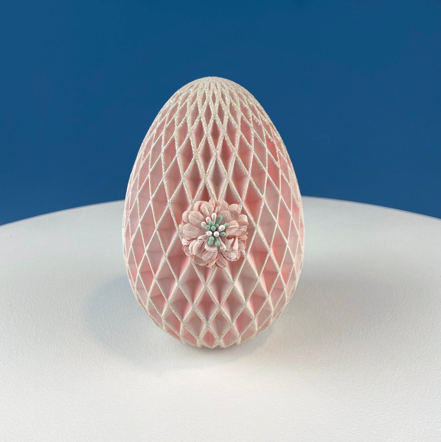 Set of Two Glass Eggs. Large Textured Blue and Smaller Purple with Swirl Embedded in Glass. Easter or Spring Decor. Dining Room Decor.