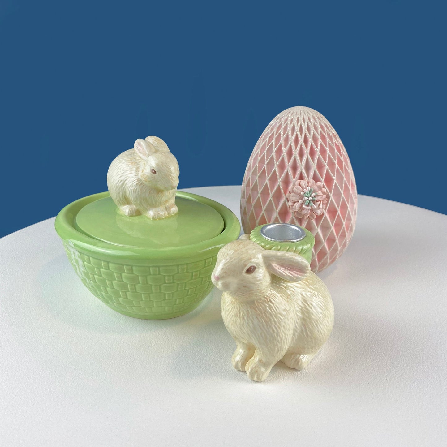 Cute Bunny Candle Holder. Beige Hallmark Rabbit Candle Holder. Easter or Spring Celebration. Dining Room Table Decor.  Modern Farmhouse.