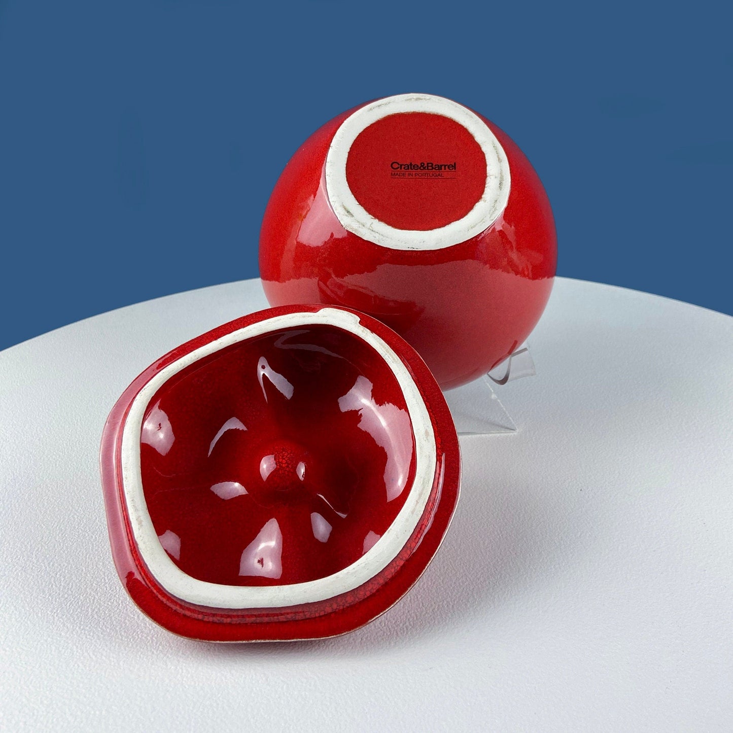 Classic Red Apple Cookie or Storage Jar. Cute Canister. Kids, Dining, Craft Rooms. Kitchen Decor. Imaginative Gift for Teacher.  Red Decor.