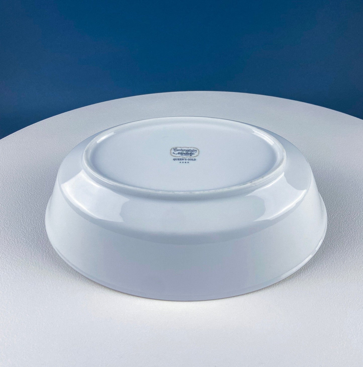 White Porcelain Oval Serving Bowl with Embossed Gold Band. Wedding Band China. Contemporary Noritake Queen's Gold. Dining Room Decor.