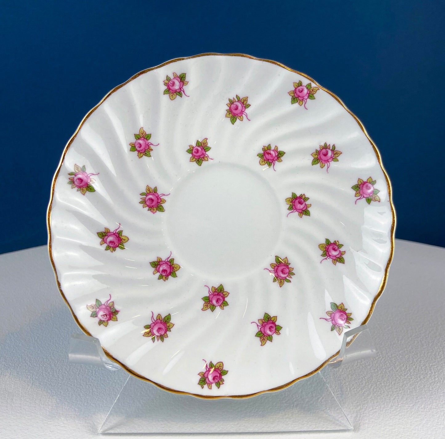 Tea or Coffee Cup and Saucer with Small Pink Roses. Aynsley Fine China. Dining Room Decor. Tea Party. French Country. Gift for Her.