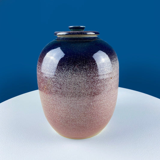 Clay High Gloss Gradient Color Urn with Lid. Hand Made Flower Vase. Rustic Home or Cabin Decor. Modern Farmhouse. Florist Supplies.