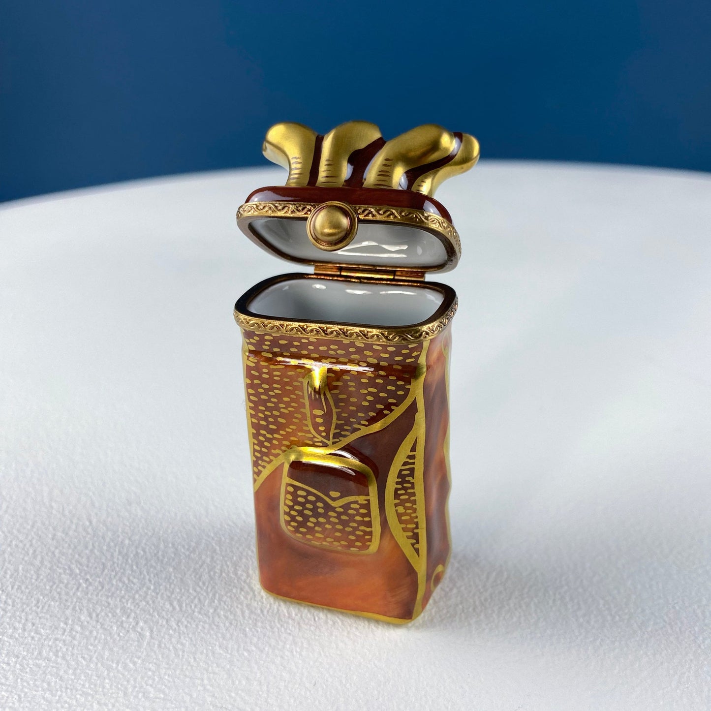 Sweet Bread Collectible Porcelain Limoges Box. Miniature Hand Painted Pill, Trinket or Ring Box. Knife Closure. Gift for Mom, Grandma Baker.