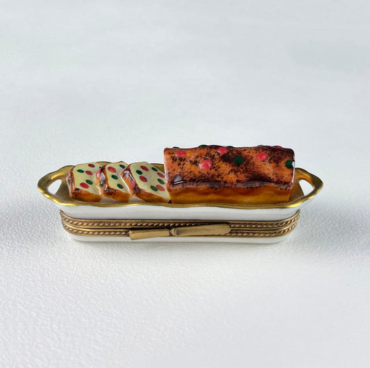 Sweet Bread Collectible Porcelain Limoges Box. Miniature Hand Painted Pill, Trinket or Ring Box. Knife Closure. Gift for Mom, Grandma Baker.
