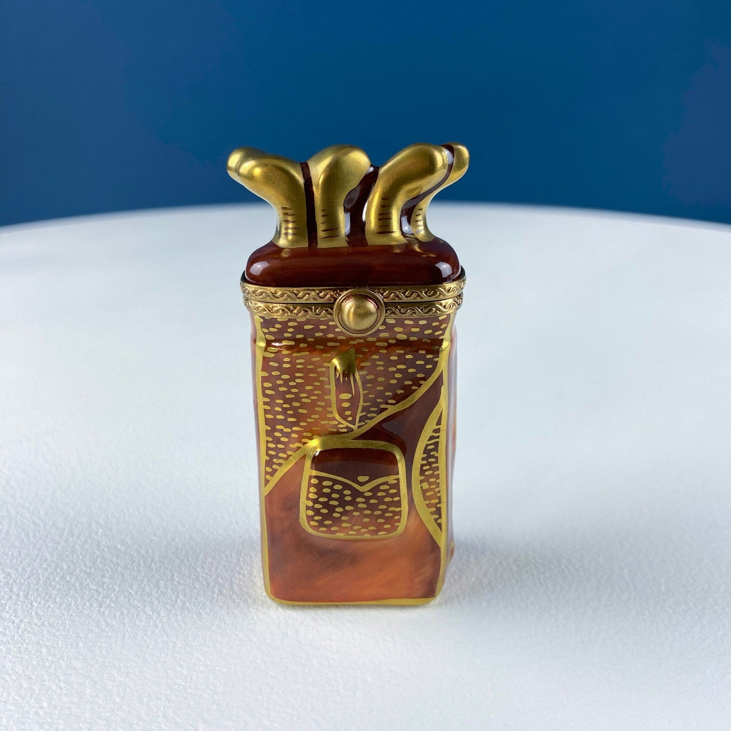 Sweet Bread Collectible Porcelain Limoges Box. Miniature Hand Painted Pill, Trinket or Ring Box. Knife Closure. Gift for Mom, Grandma Baker.