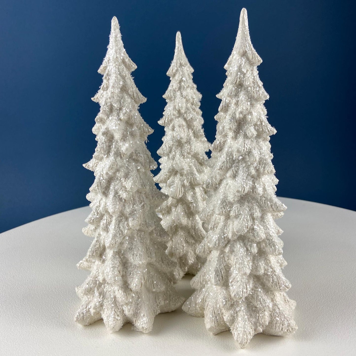Large 11" Tall Pine Tree Covered in Snow and Glitter. Magical Christmas Village Accessory. Large Spruce. Holiday Decor. Table Display.