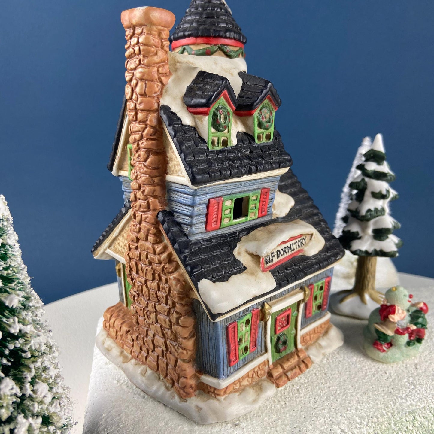 Elf Dormitory Illuminated Hand Painted Christmas Village House. Mercurie 1992. Alternative Holiday Home or Retail Decor. Kids' Room.