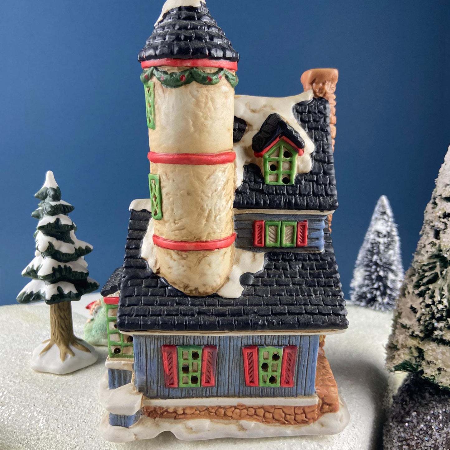 Elf Dormitory Illuminated Hand Painted Christmas Village House. Mercurie 1992. Alternative Holiday Home or Retail Decor. Kids' Room.