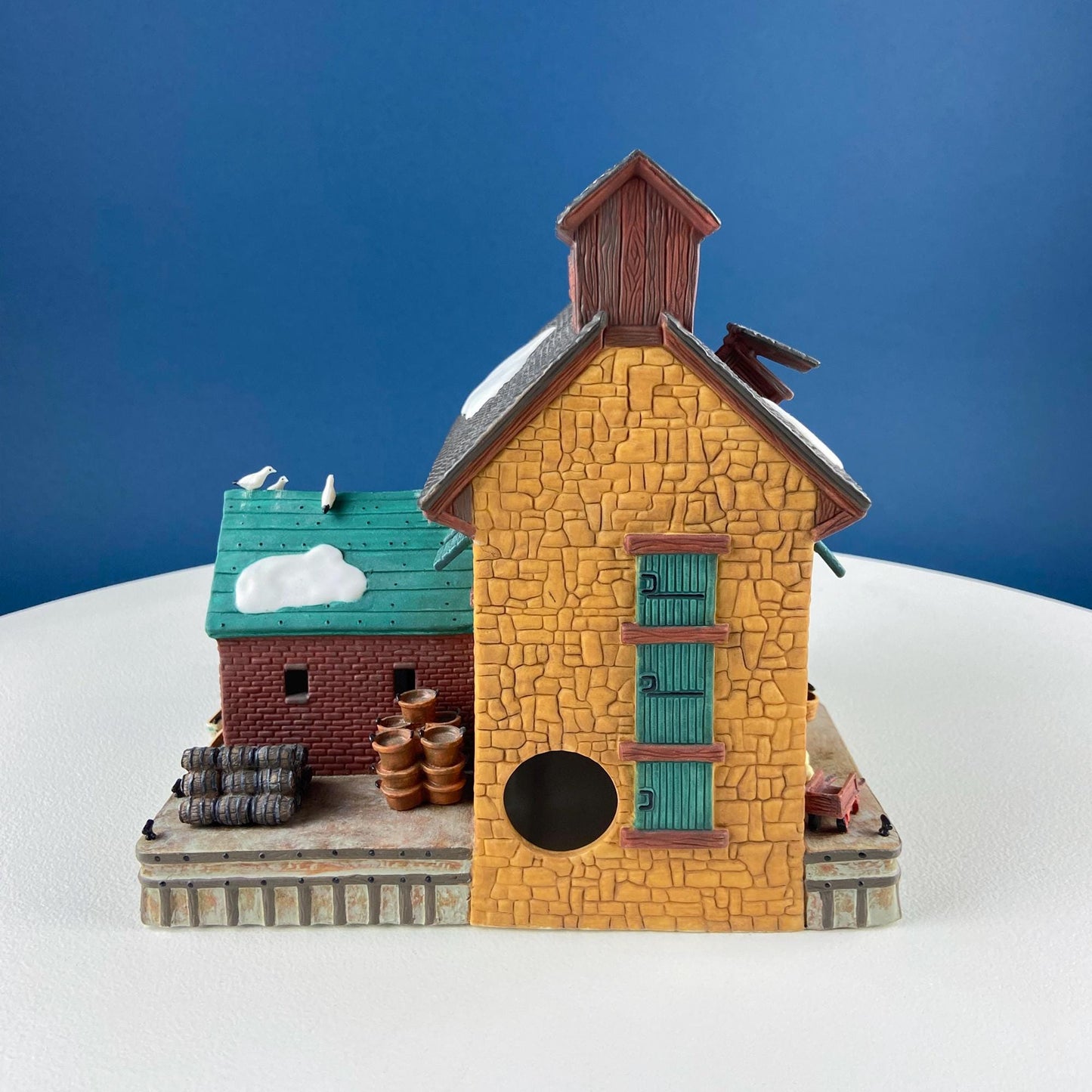 Christmas Village 2 Bldg. Complex North Eastern Sea Fisheries.  Illuminated Porcelain Houses. Incredible Hand Painted Detail by Dept. 56.