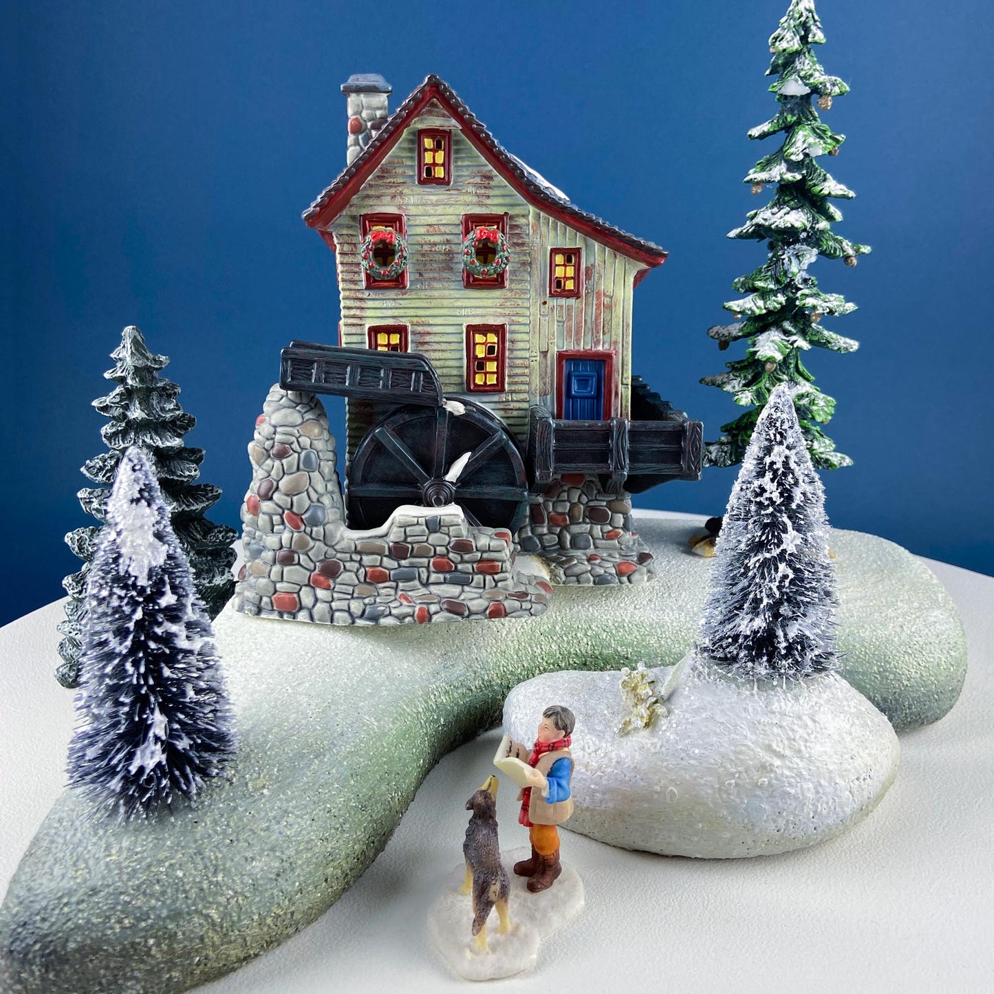 Landgrove Water Mill Porcelain Christmas Village House by O'Well. Santa's Workbench Collection. Holiday Home or Retail Display. Kids Room.