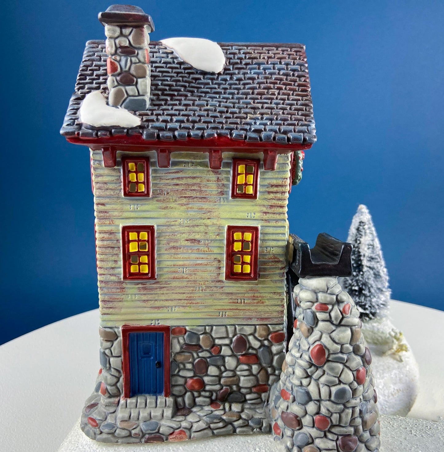 Landgrove Water Mill Porcelain Christmas Village House by O'Well. Santa's Workbench Collection. Holiday Home or Retail Display. Kids Room.