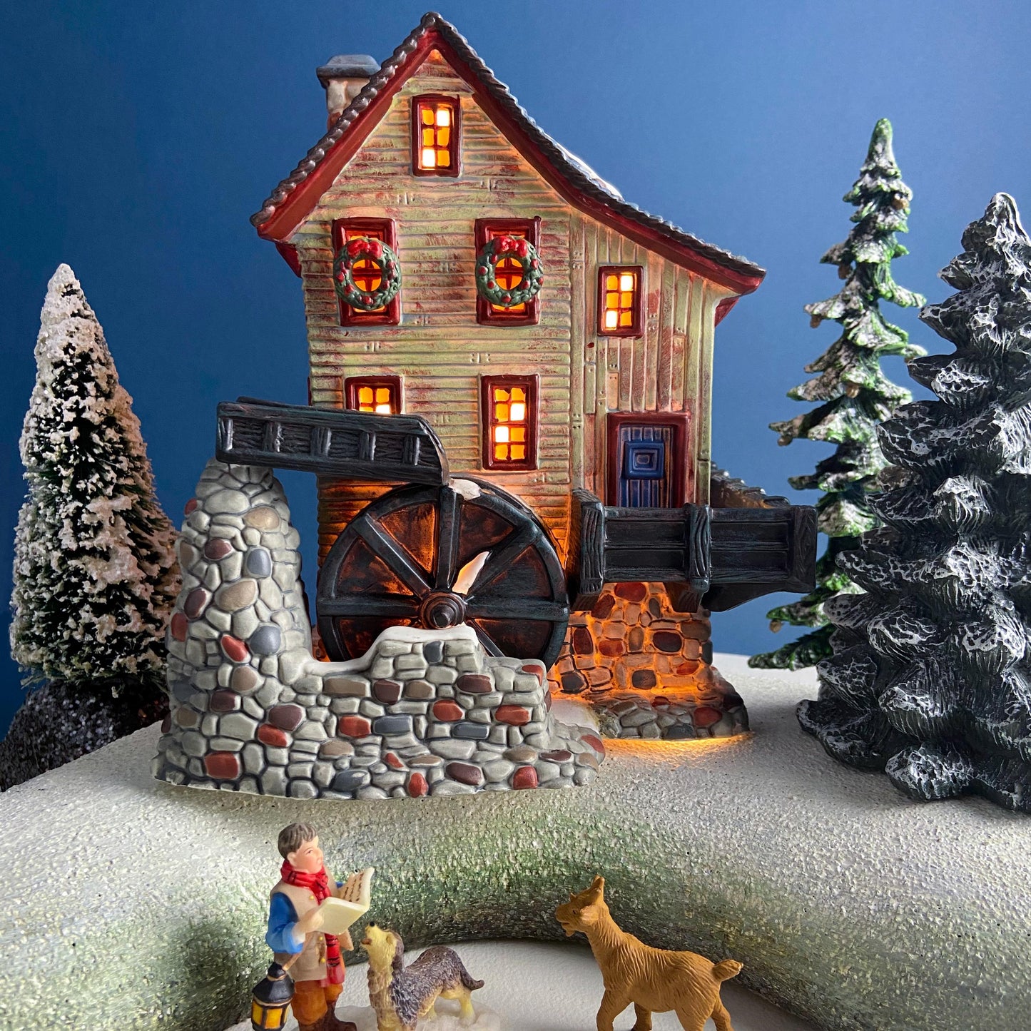Landgrove Water Mill Porcelain Christmas Village House by O'Well. Santa's Workbench Collection. Holiday Home or Retail Display. Kids Room.