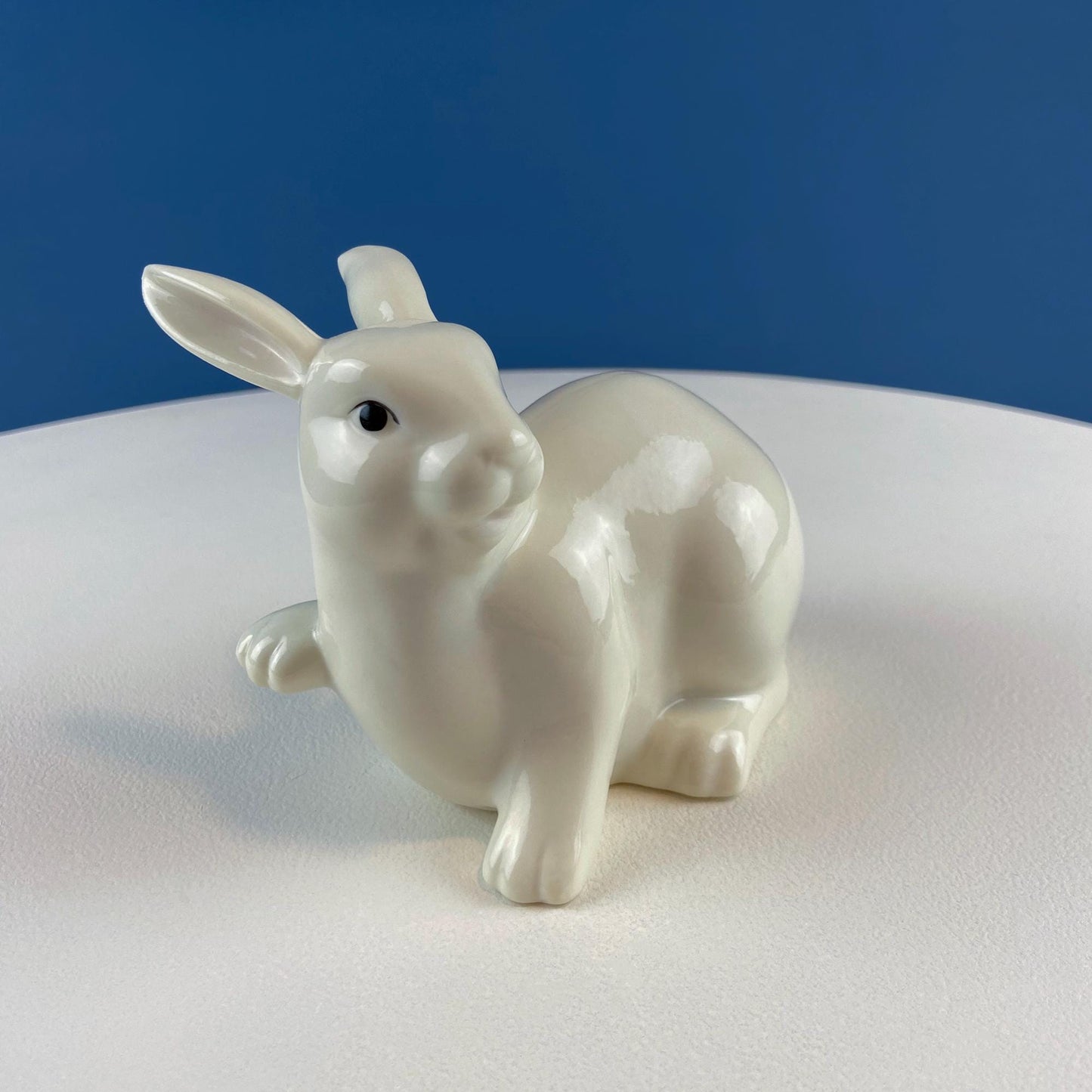Couple of White Bunnies. Porcelain Rabbit Figurines. Set of 2. Home Dining Room Table Decor. Kids Room. Easter/Spring Celebration.